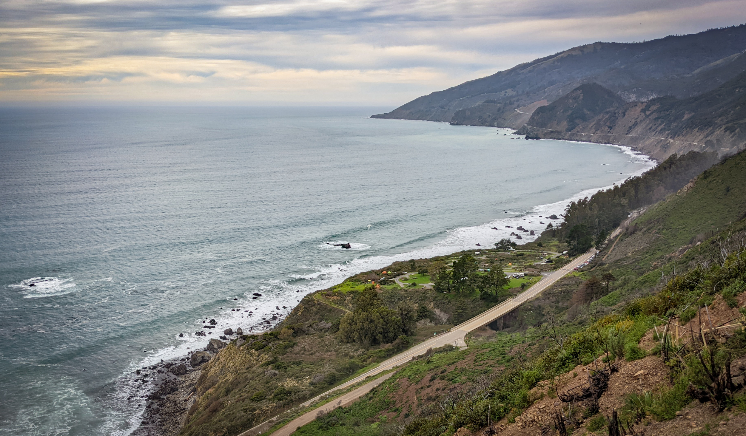 Kirk Creek Campground bluffs overlooking the Pacific Ocean in Big Sur