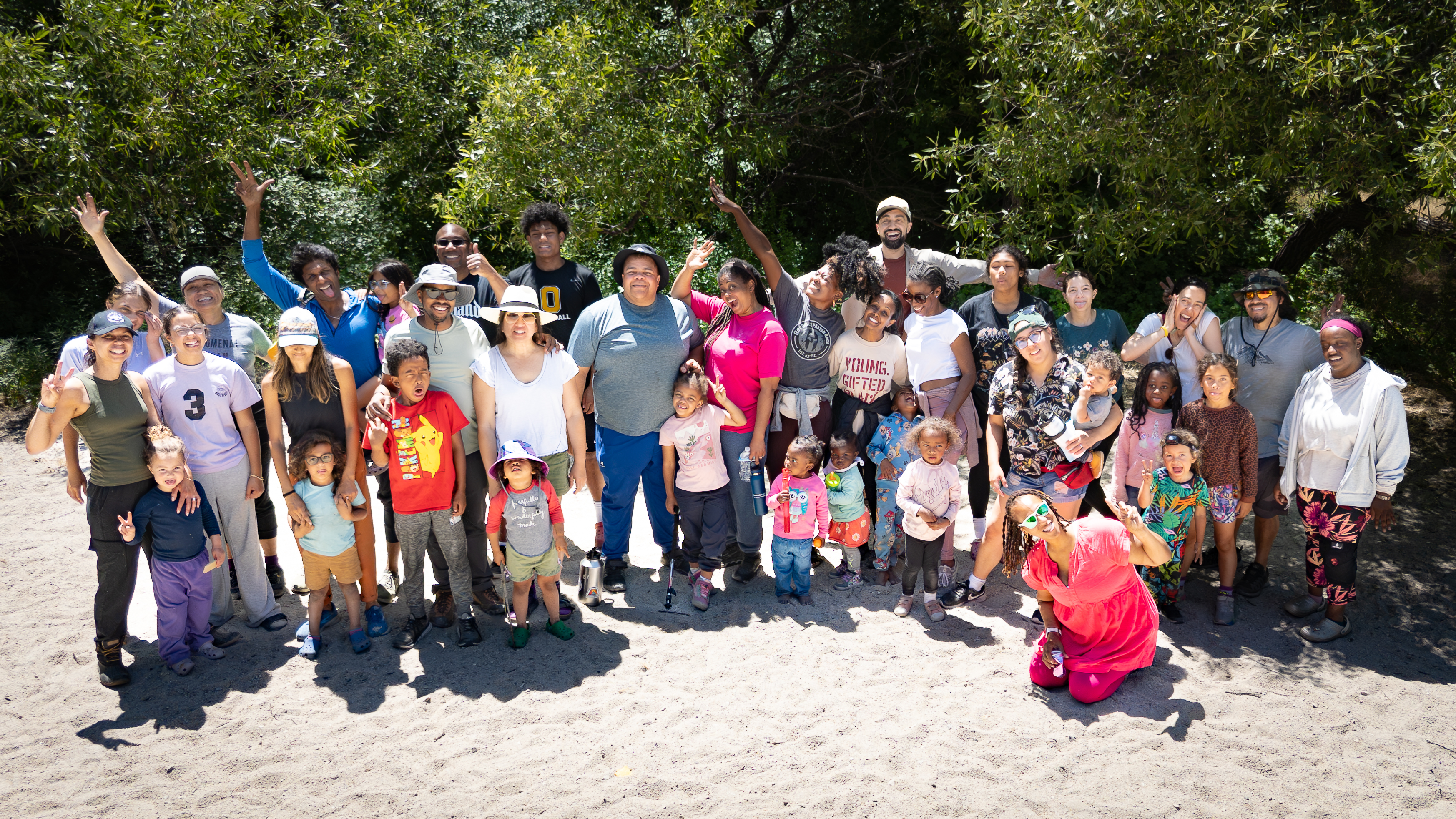 Group photo of the Steele family and friends at Pinnacles National Park campground