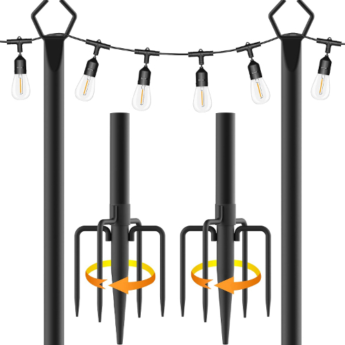 Aulimhti 10Ft Metal Poles with Fork for Outdoor String Lights