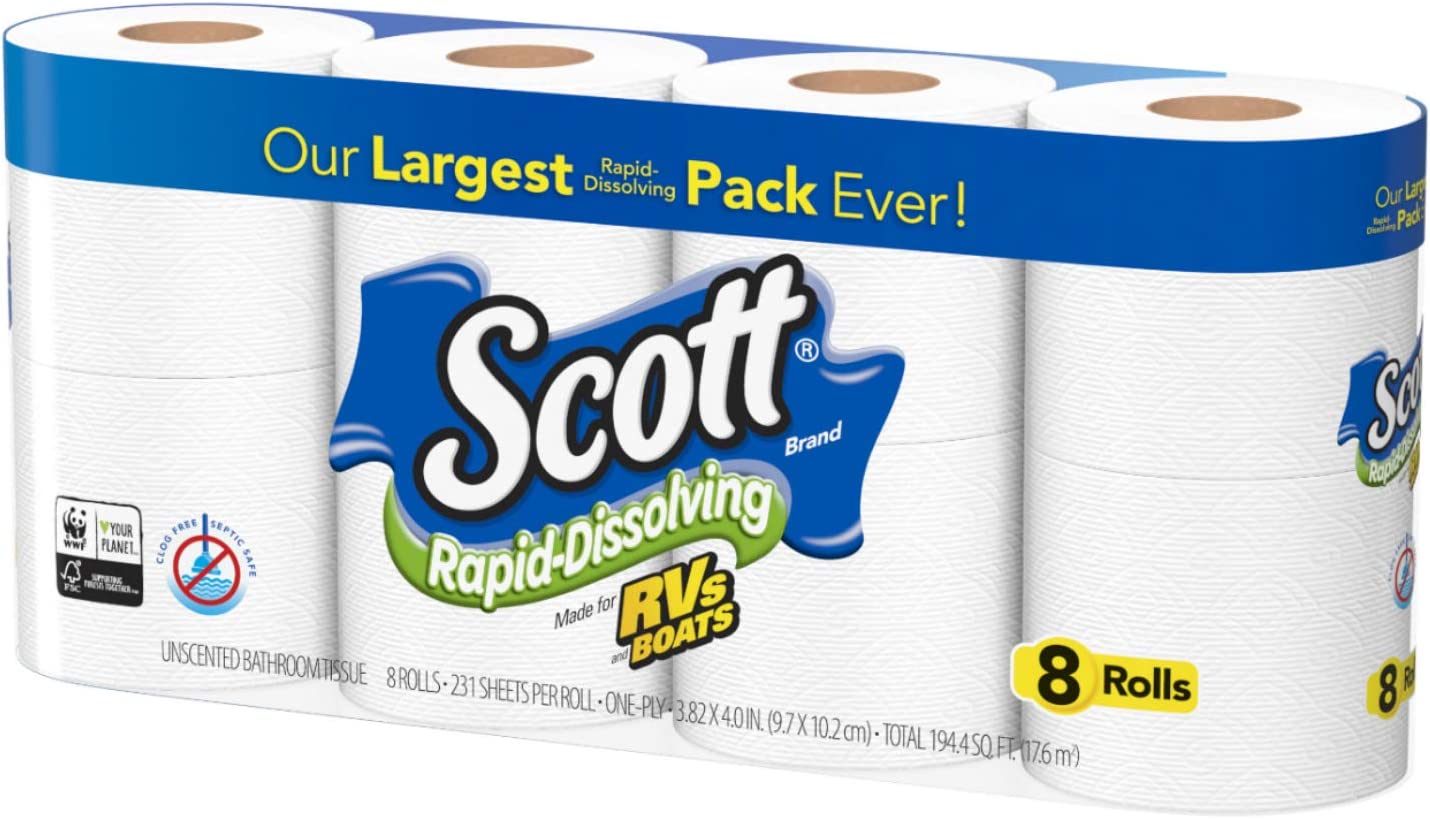 Scott Rapid Dissolve Bath Tissue (8 Rolls)