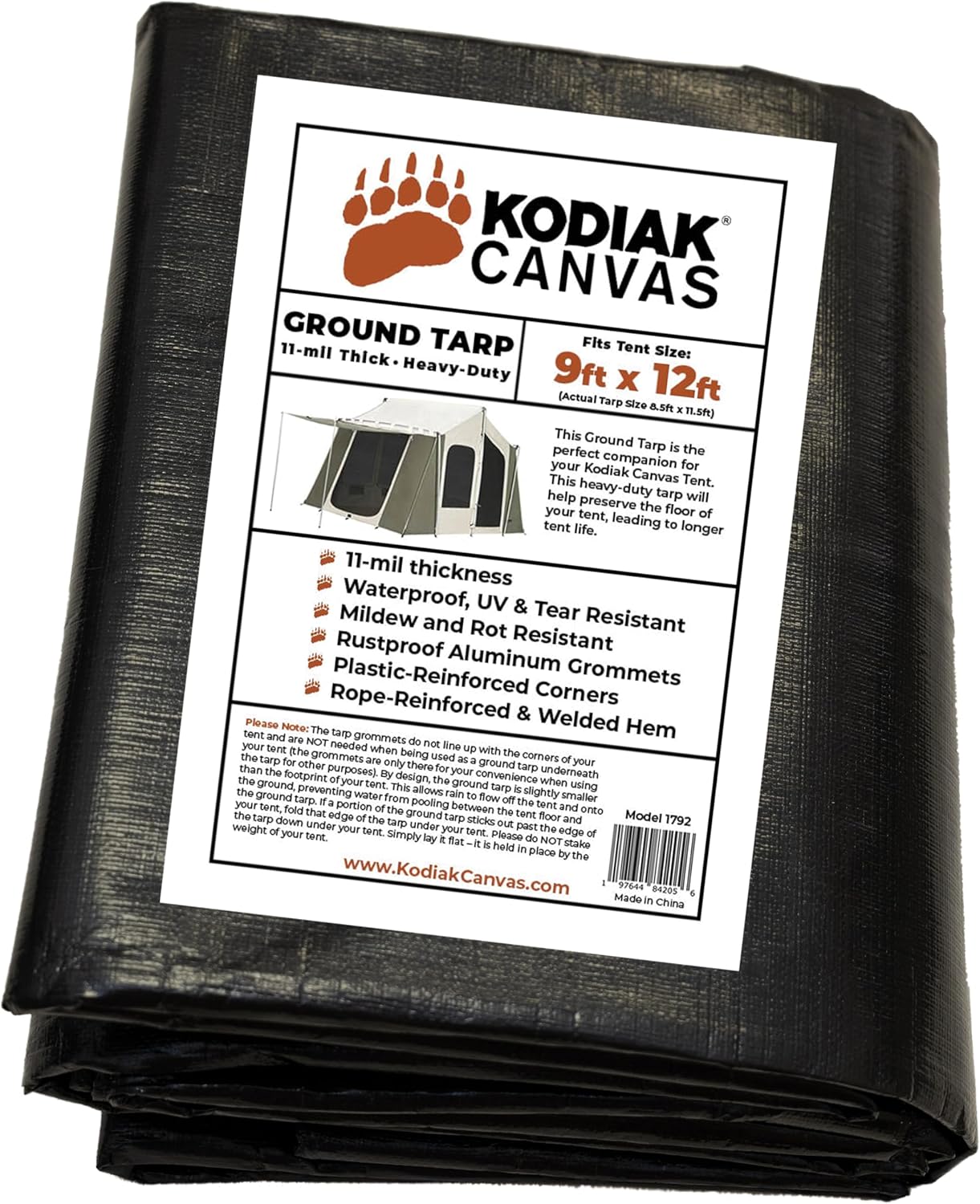 Kodiak Canvas Ground Tarp for Cabin Tents (9x12)
