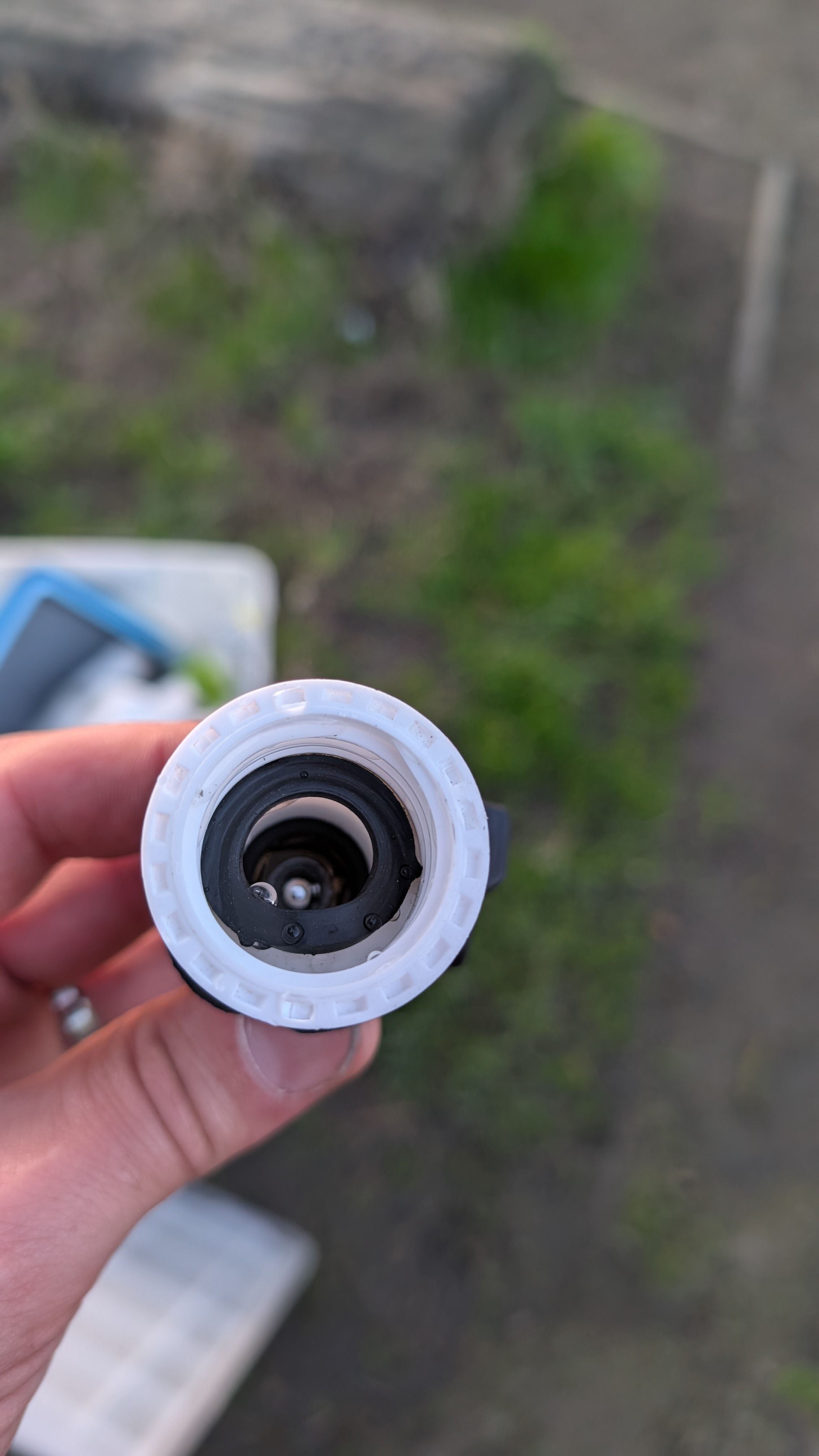 Photo of white cap interior showing rubber gasket