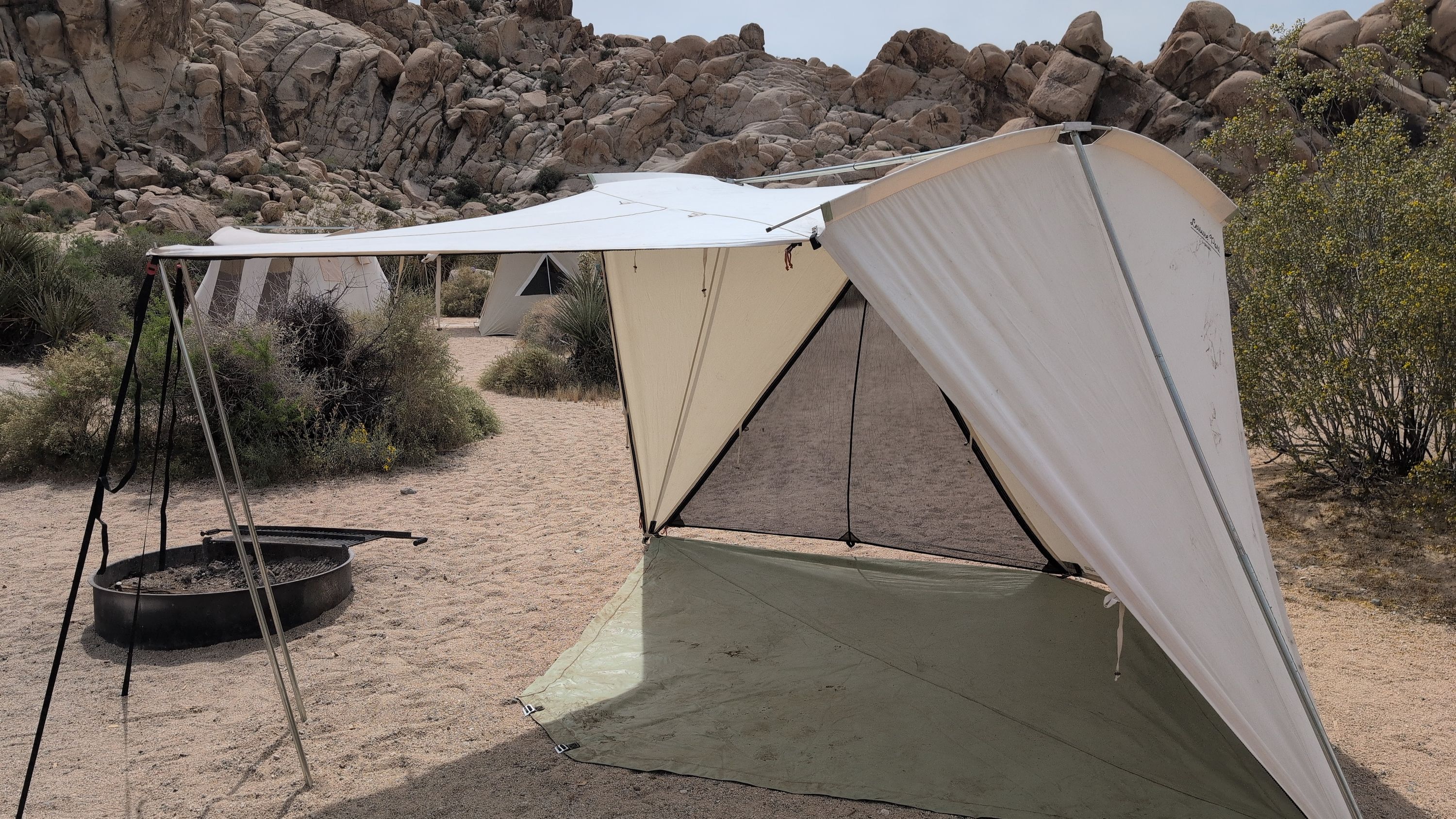 Photo of fully assembled Springbar Leisure Port with one side extended as an awning