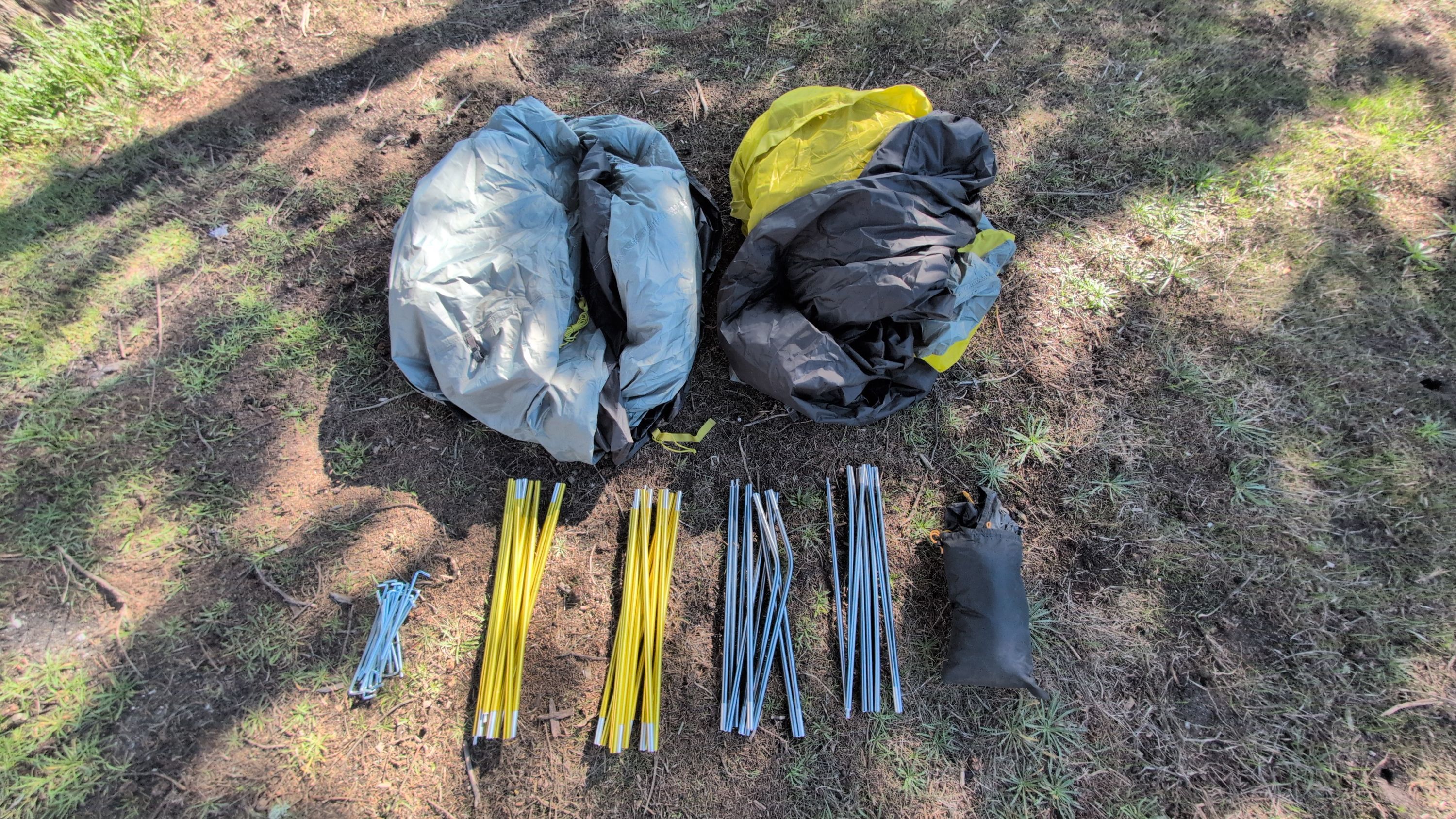 Photo of all tent parts laid out and labeled